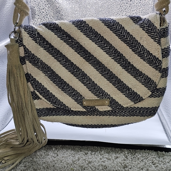 TOMS Navy Cream Riviera Stripe Mix with suede strap and tassel - Picture 2 of 7